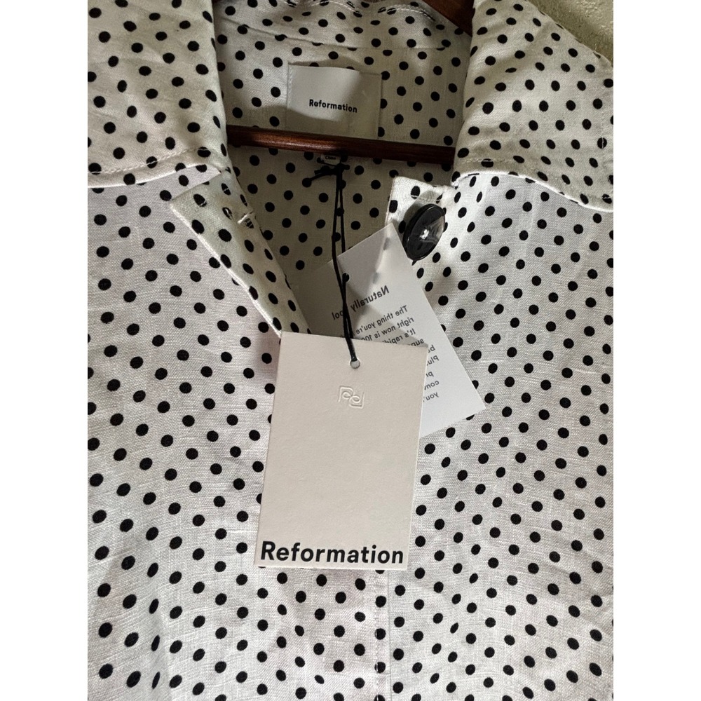 Reformation Black + White Polka Dot Linen Jacket - Picture 5 of 9